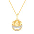 1/10 Cttw CZ EMOJI Smiling face with heart eyes Pendant Necklace set in 925 Sterling Silver Yellow Gold