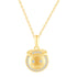 1/10 Cttw CZ EMOJI Smiling face with halo Pendant Necklace set in 925 Sterling Silver Yellow Gold