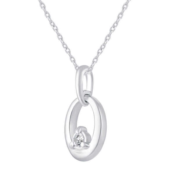 1/10 Cttw CZ Open Oval Floating Stone Ring Pendant Necklace set in 925 Sterling Silver Yellow Gold