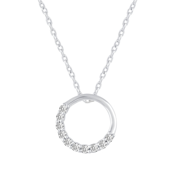 1/10 Cttw CZ Forever Circle Pave Ring Pendant Necklace set in 925 Sterling Silver Yellow Gold