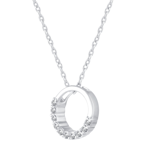 1/10 Cttw CZ Forever Circle Pave Ring Pendant Necklace set in 925 Sterling Silver Yellow Gold