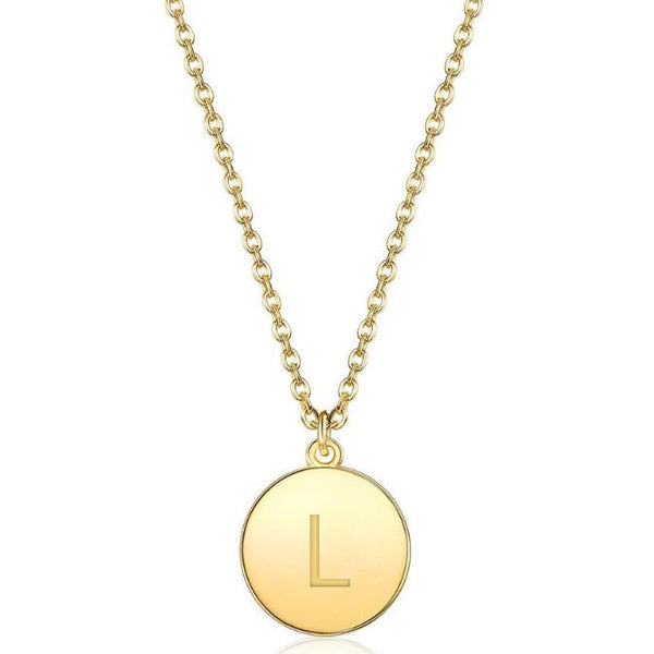 Initial Pendant Necklace set in Yellow Gold Tone