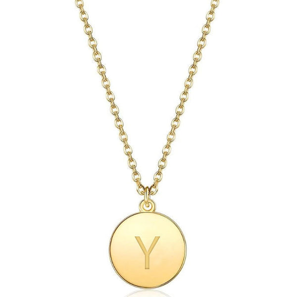 Initial Pendant Necklace set in Yellow Gold Tone