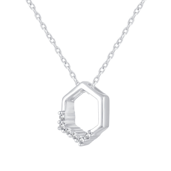 1/10 Cttw CZ Open Hexagon & Square Jewelry Collection in 925 Sterling Silver (Select style)