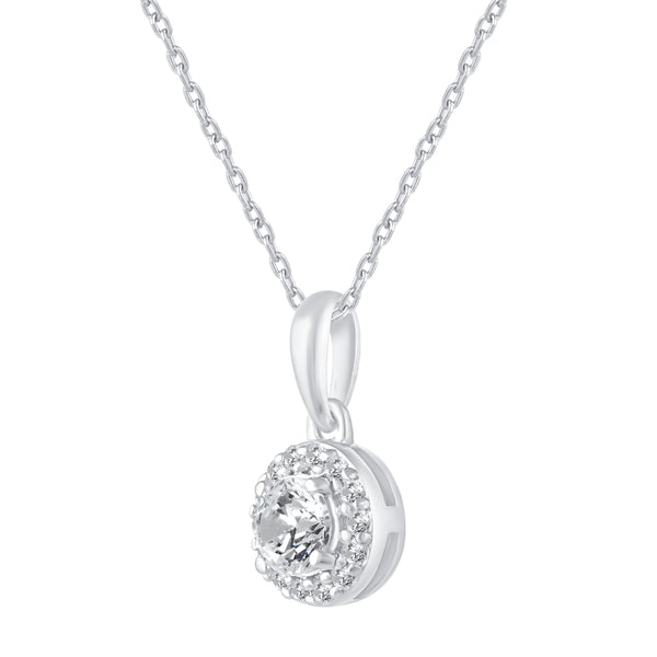 1/3 Cttw CZ Halo Pendant Necklace in 925 Sterling Silver birthday gift holiday mother's day anniversary