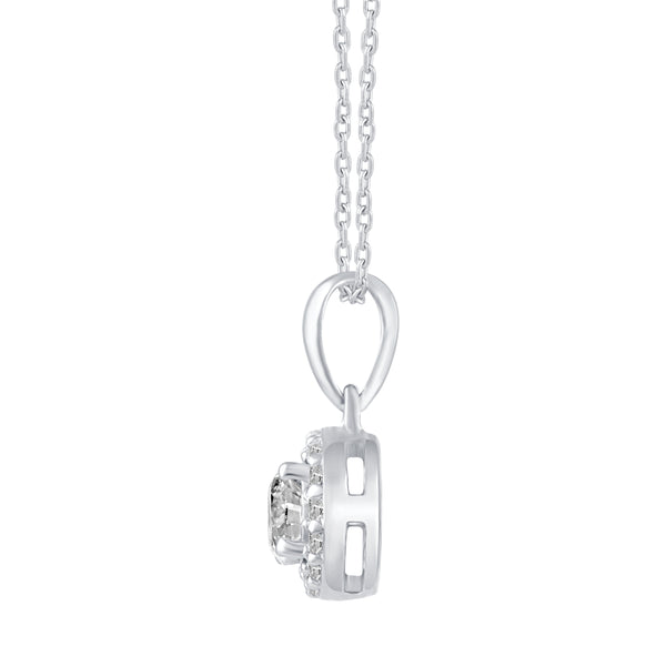 1/3 Cttw CZ Halo Pendant Necklace in 925 Sterling Silver birthday gift holiday mother's day anniversary