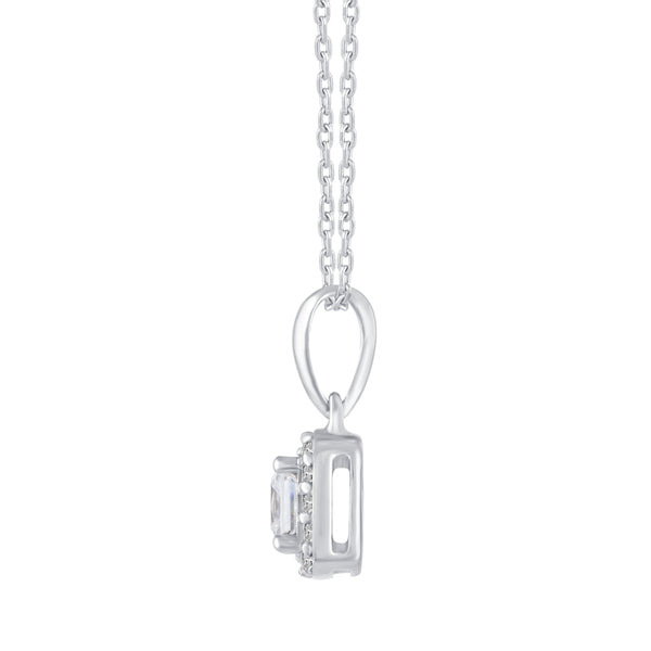 1/3 Cttw CZ Halo Princess Cut Pendant Necklace in 925 Sterling Silver birthday holiday mother's day anniversary gift