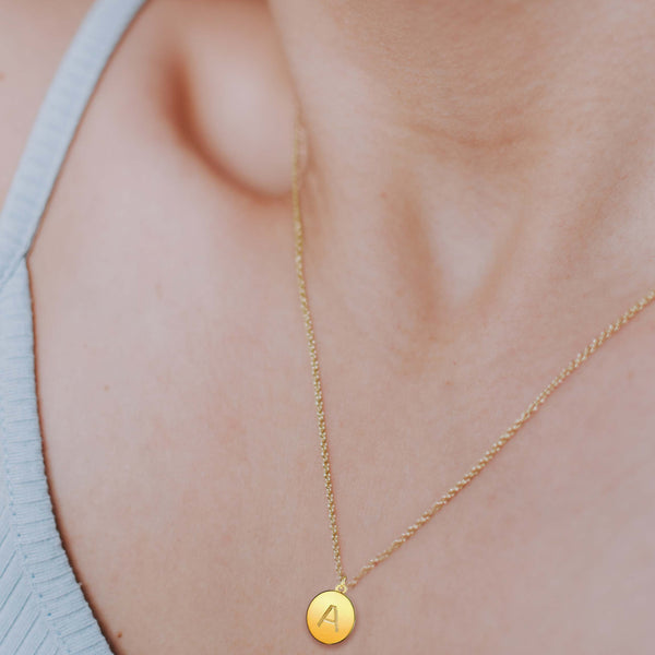 Initial Pendant Necklace set in Yellow Gold Tone