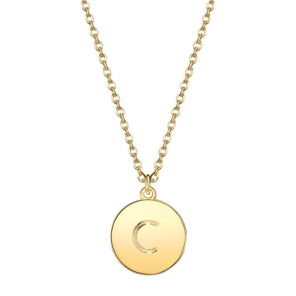 Initial Pendant Necklace set in Yellow Gold Tone