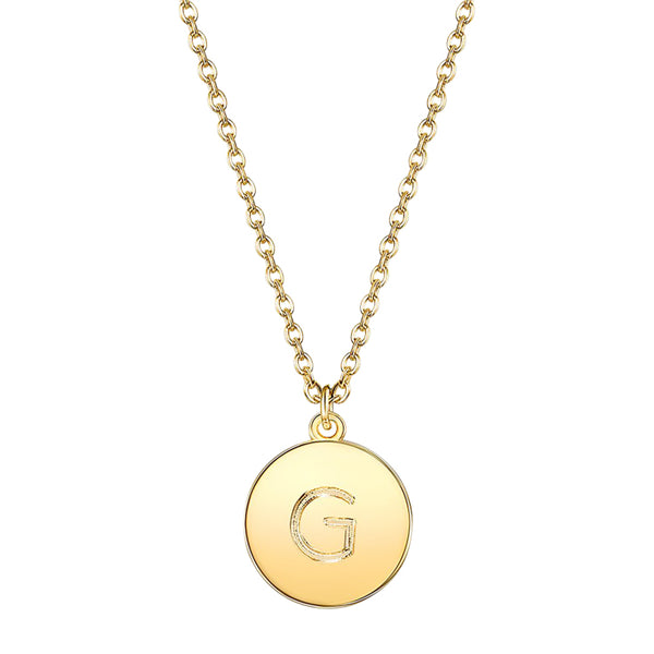 Initial Pendant Necklace set in Yellow Gold Tone