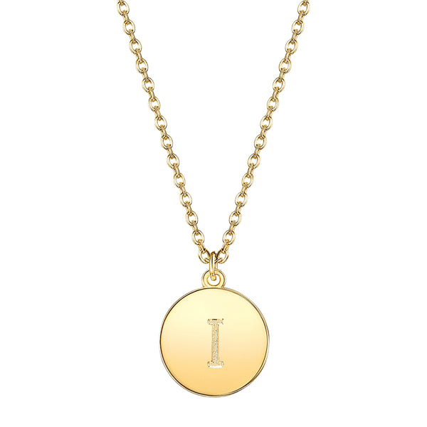 Initial Pendant Necklace set in Yellow Gold Tone