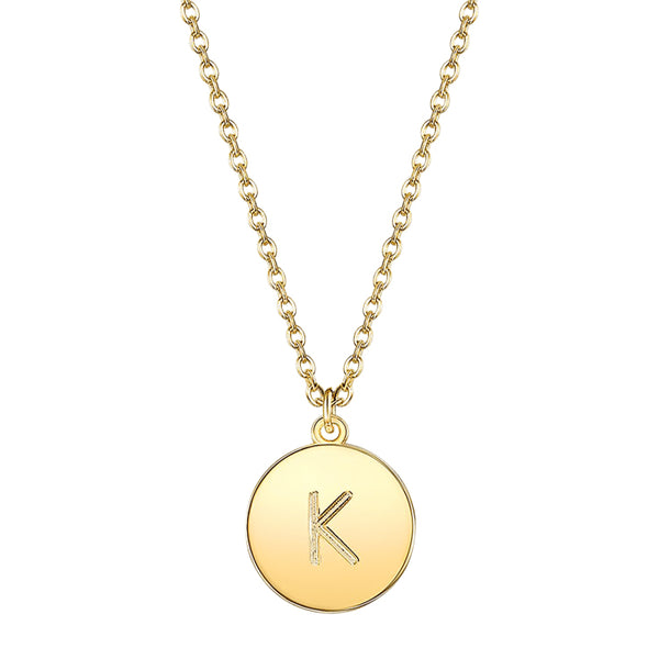 Initial Pendant Necklace set in Yellow Gold Tone