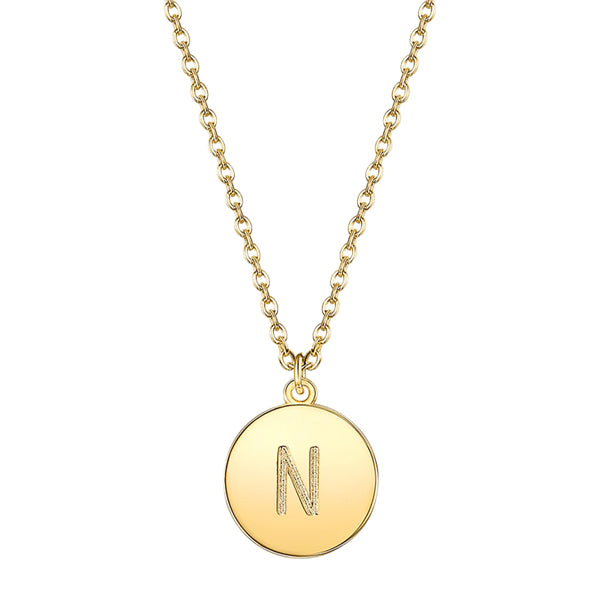 Initial Pendant Necklace set in Yellow Gold Tone