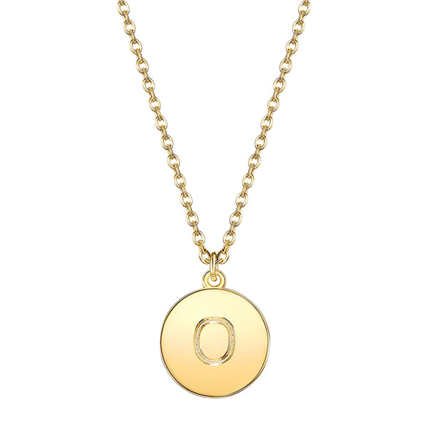 Initial Pendant Necklace set in Yellow Gold Tone