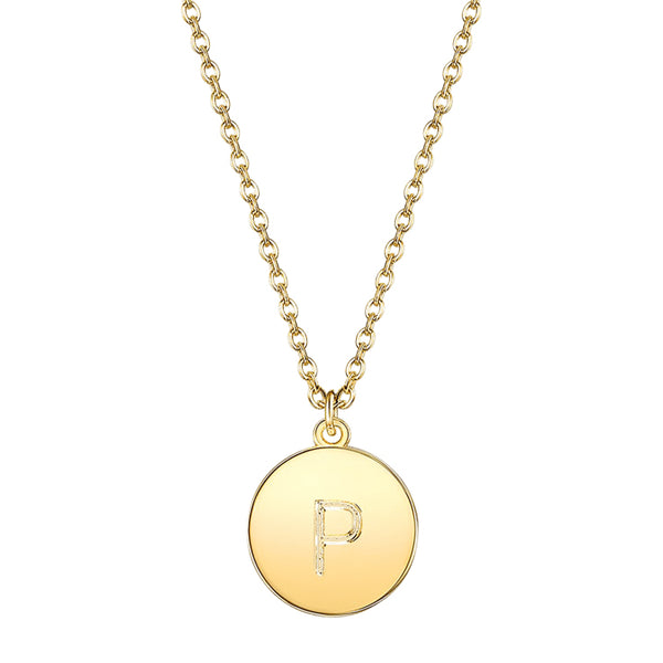 Initial Pendant Necklace set in Yellow Gold Tone