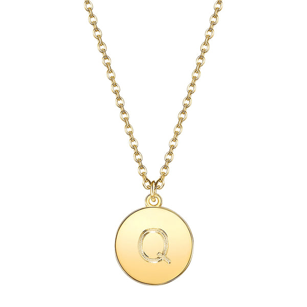 Initial Pendant Necklace set in Yellow Gold Tone