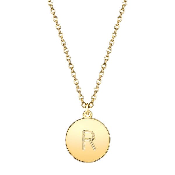 Initial Pendant Necklace set in Yellow Gold Tone