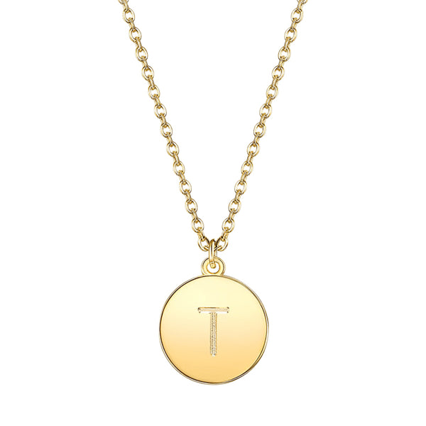 Initial Pendant Necklace set in Yellow Gold Tone