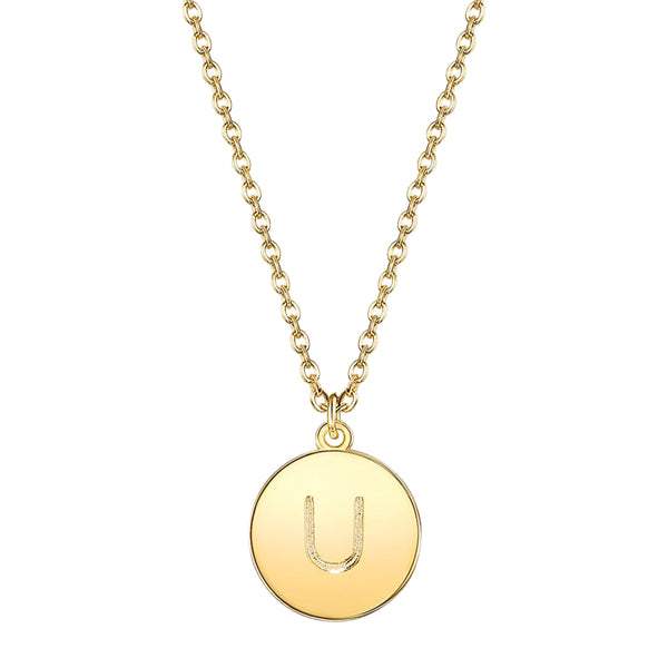 Initial Pendant Necklace set in Yellow Gold Tone