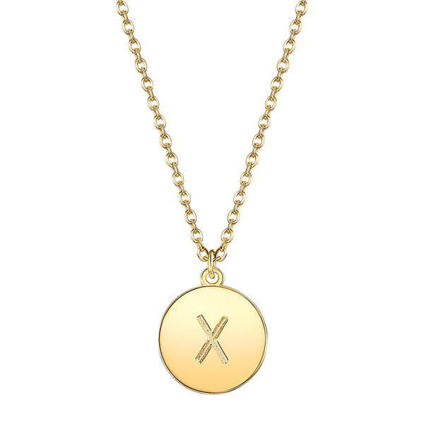 Initial Pendant Necklace set in Yellow Gold Tone