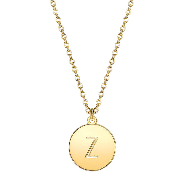 Initial Pendant Necklace set in Yellow Gold Tone