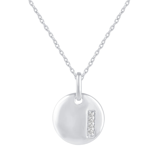 1/3 Cttw CZ Stone Accent Round Disk Pendant Necklace set in 925 Sterling Silver