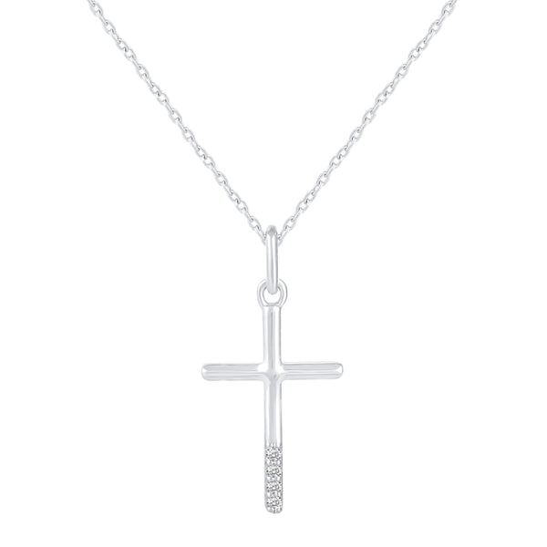 1/3 Cttw CZ Stone Accent Cross Pendant Necklace set in 925 Sterling Silver