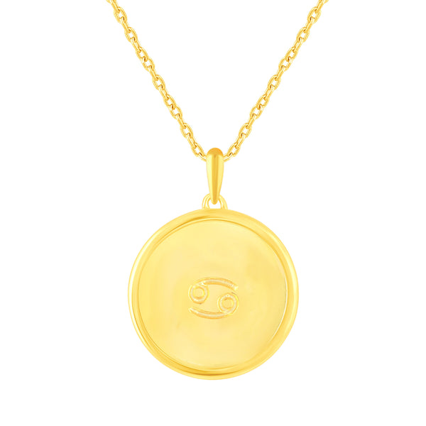 1/20 Cttw CZ Zodiac Black Enamel Astrology Pendant Necklace set in 925 Sterling Silver Yellow Gold CANCER