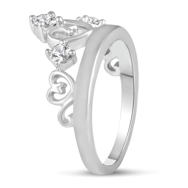 Princess Heart Crown Tiara Ring in 925 Sterling Silver - Prime and Pure