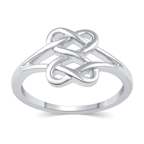 Infinity Heart Knot Duo Ring in 925 Sterling Silver