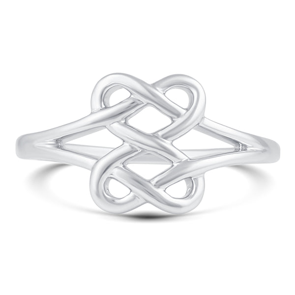 Infinity Heart Knot Duo Ring in 925 Sterling Silver