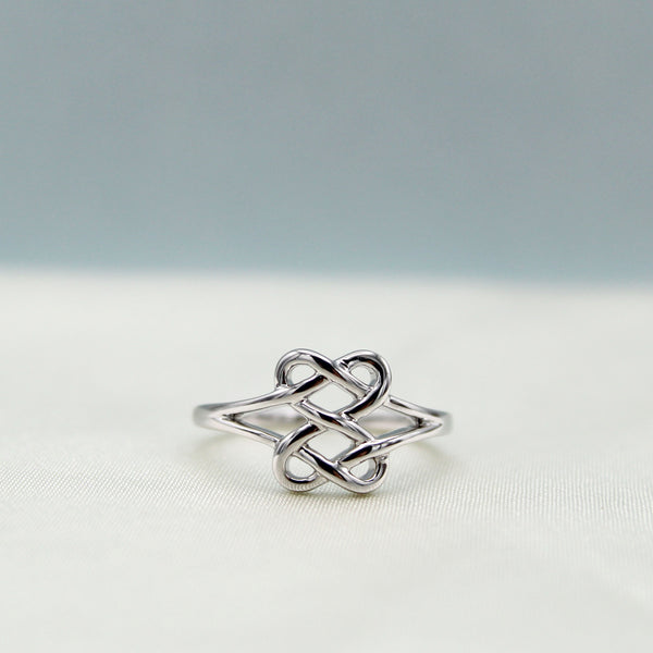 Infinity Heart Knot Duo Ring in 925 Sterling Silver