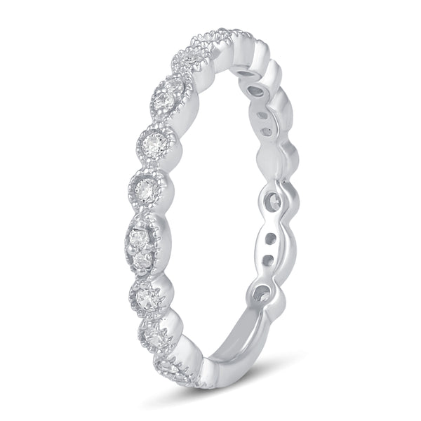 Milgrain Marquise Infinity Half Eternity Ring in 925 Sterling Silver - Prime and Pure