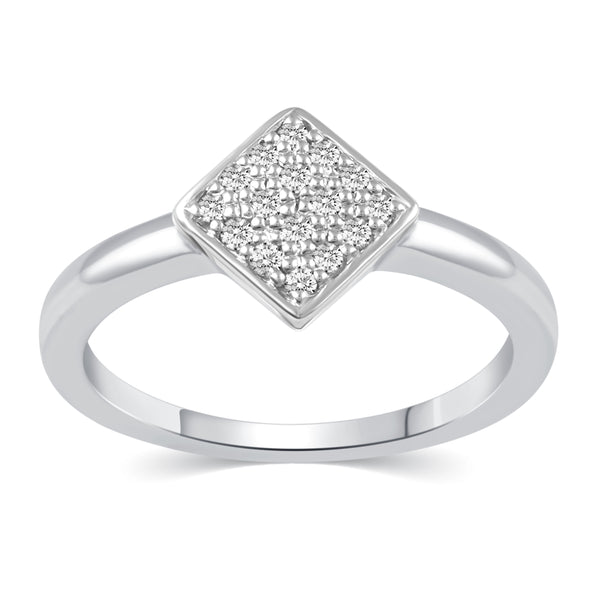 Cluster Square Simple Ring in 925 Sterling Silver