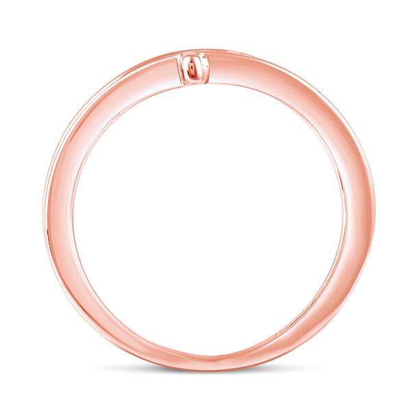 Double Duo Cross Plain Classical Simple Ring in 925 Sterling Silver Pink Rose Gold - Prime and Pure