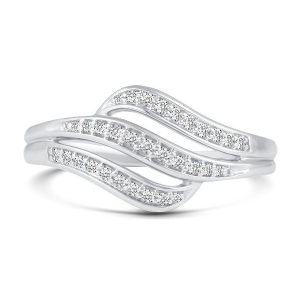 Pave Wave Twist Ring Band in 925 Sterling Silver  Jewelry