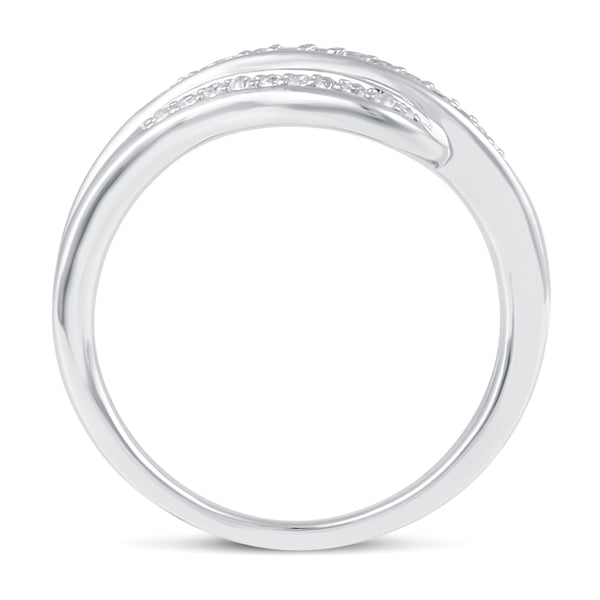 Pave Wave Twist Ring Band in 925 Sterling Silver - Prime and Pure