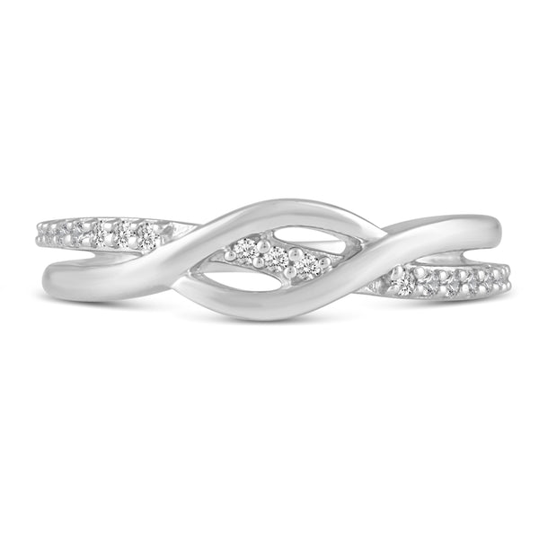 Pave Knot Waved Statement Ring Promise Band in 925 Sterling Silver