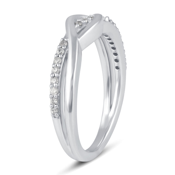 Pave Knot Waved Statement Ring Promise Band in 925 Sterling Silver