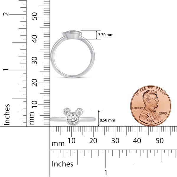 Bezel Set Mini Mouse Statement Micky Ring in 925 Sterling Silver - Prime and Pure