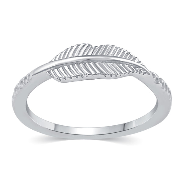 Leaf Feather Fashion Ring in 925 Sterling Silver Jewelry