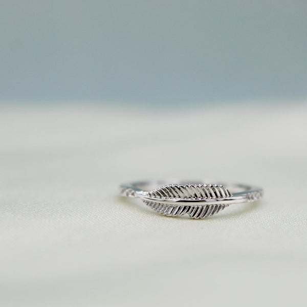 Leaf Feather Fashion Ring in 925 Sterling Silver jewelry