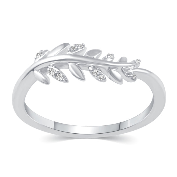  Feather Wavy Leaf Pave Ring in 925 Sterling Silver  Jewelry primeandpure