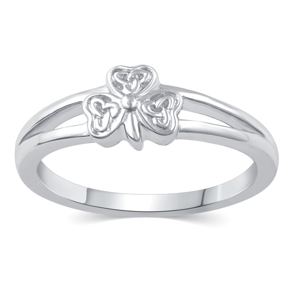 3-Leaf Lucky Charm Clover Ring Split Shank Band in 925 Sterling Silver Jewelry