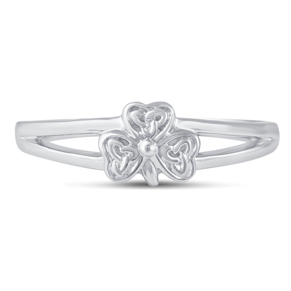 3-Leaf Lucky Charm Clover Ring Split Shank Band in 925 Sterling Silver Jewelry