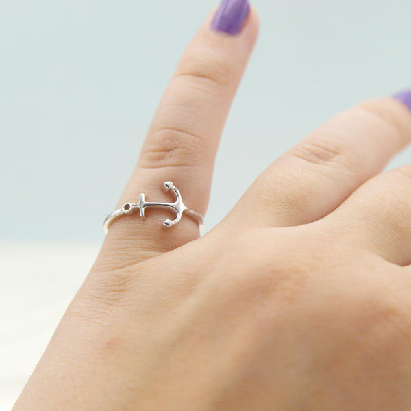 Anchor Ocean Plain Simple Delicate Lace Ring in 925 Sterling Silver