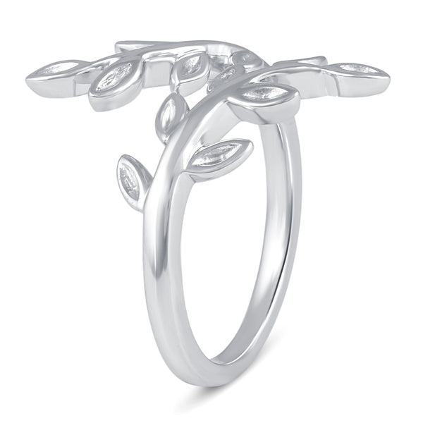 Olive Branch Leaf Wrap Ring in 925 Sterling Silver - Prime and Pure