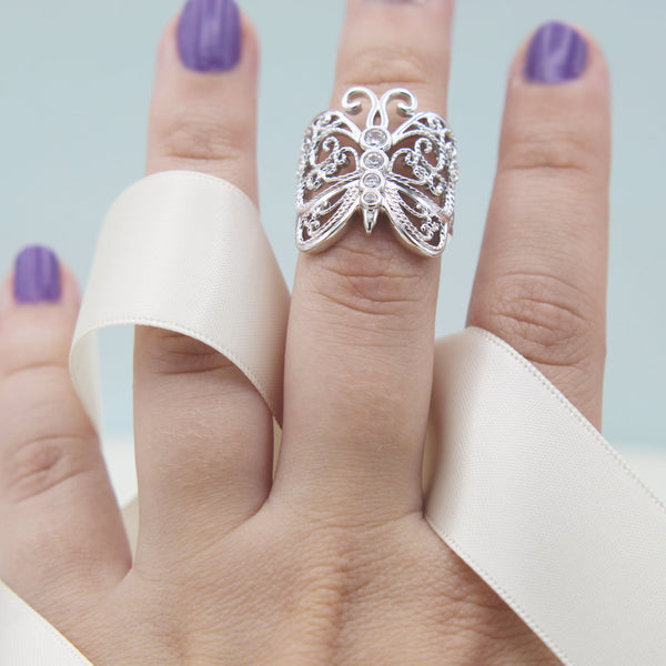Filigree Butterfly Ring in 925 Sterling Silver