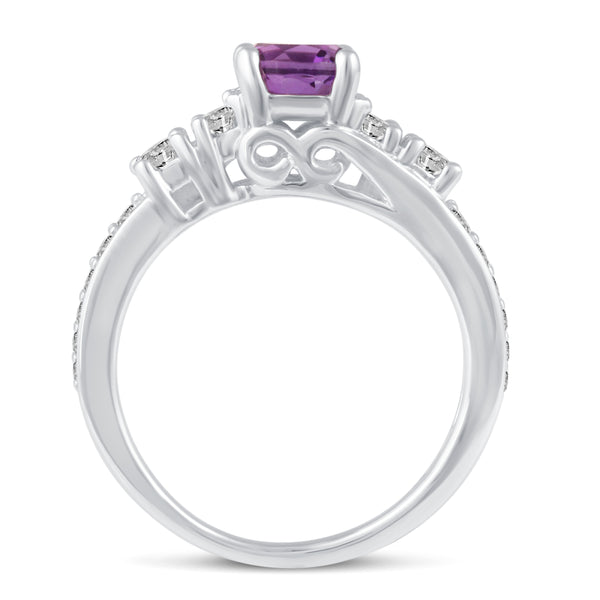 Synthetic Amethyst Ring in 925 Sterling Silver Jewelry