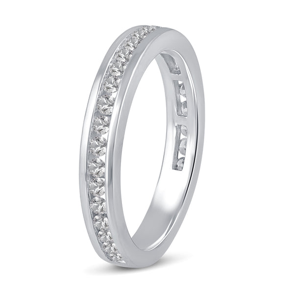 Channel Set All-Around Band Ring in 925 Sterling Silver Jewelry